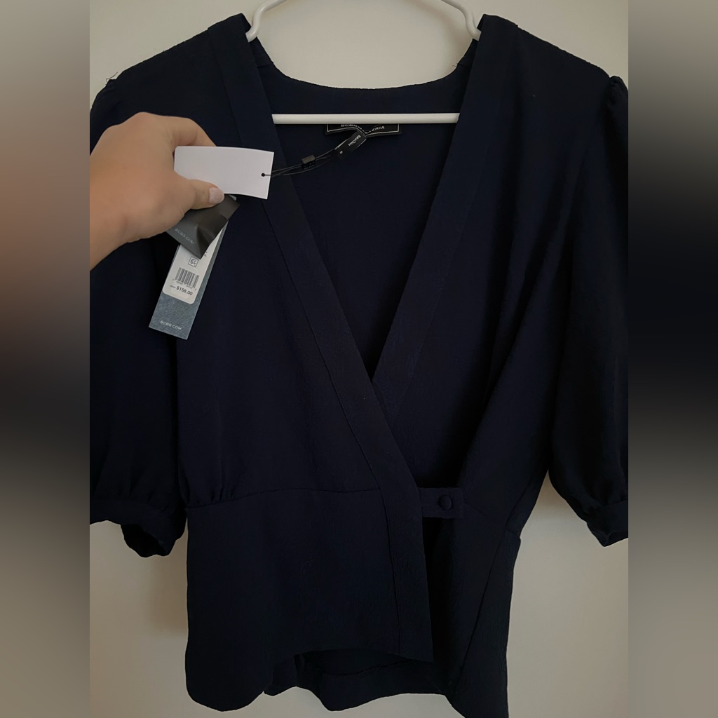 Bcbg Navy Short Sleeve Top